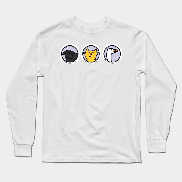 Cute Animals Space Crew Portraits Long Sleeve T-Shirt by ellenhenryart